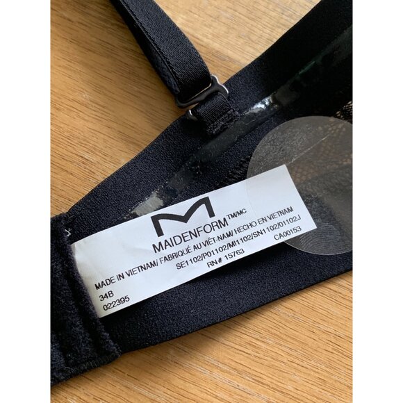 Maidenform Womens Black Lace Detail Multiway Push-Up Bra Size 34B - Picture 10 of 16